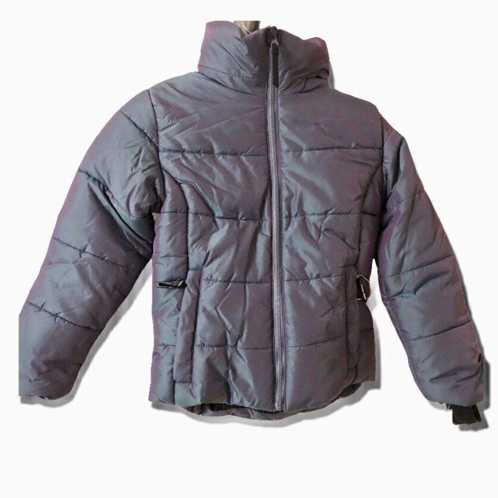 All in motion gray packable hood chunky puffer jacket winter coat nylon 7/8